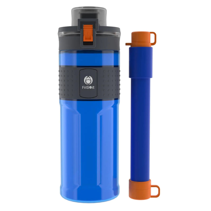 Filsoit Water Filter Bottle Straw Outdoor Water Bottle with Filter Water Purifier Filtration Bottle Survival Emergency Hiking Travel and Backpacking Water Filter BPA Free 17oz Dark Blue