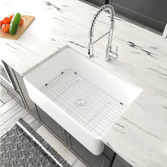 Ceramic Farmhouse Kitchen Sink With Basket Filter