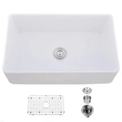 Ceramic Farmhouse Kitchen Sink With Basket Filter