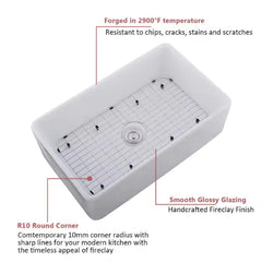 Ceramic Farmhouse Kitchen Sink With Basket Filter